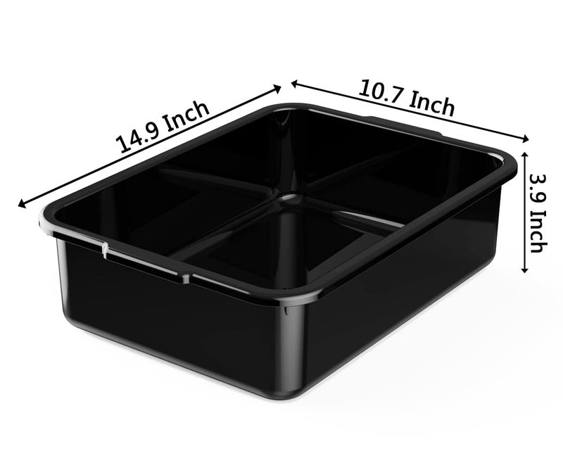 WYT 5-Pack Commercial Bus Tubs Box/Tote Box, Black Plastic Storage with Handles, Wash Basin Tub 8 Liter - Image 2